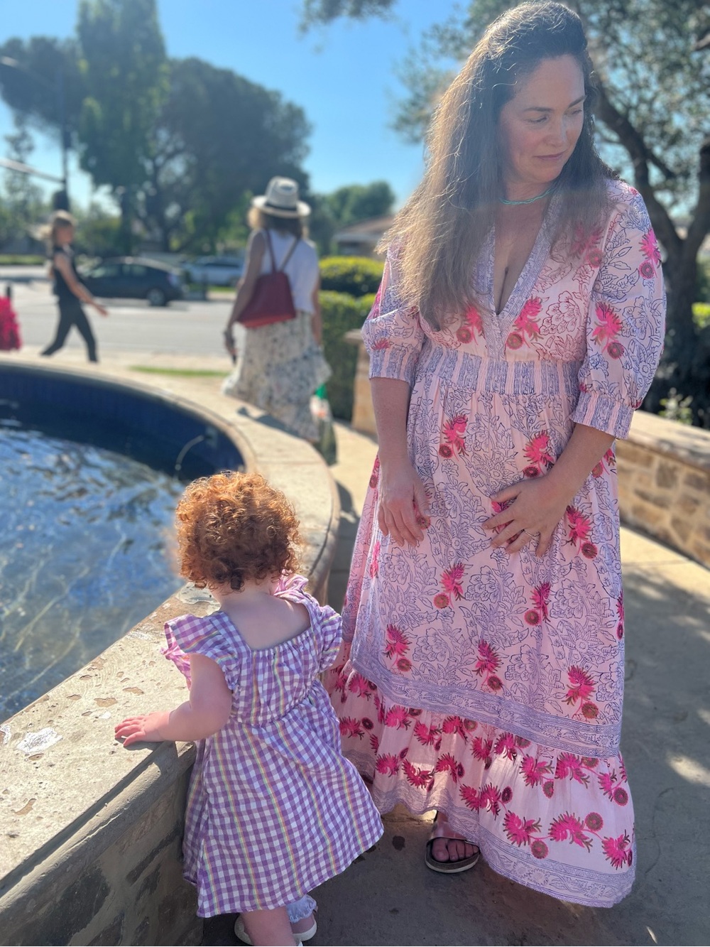 Oliphant Pink and Purple Floral Maxi Dress, XL